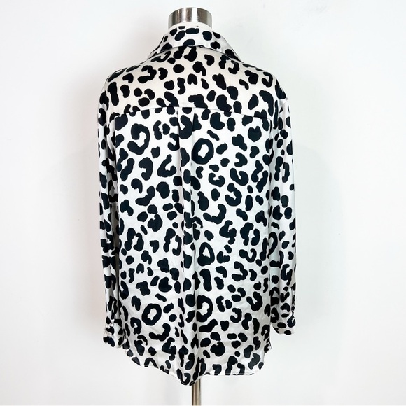 ZARA BLACK WHITE ANIMAL PATTERN LONG SLEEVE BLOUSE WOMENS SZ MEDIUM - Picture 5 of 8